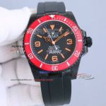 Swiss Replica Blaken Rolex Submariner All Black Red Bezel Orange Arabic 3135 Watch